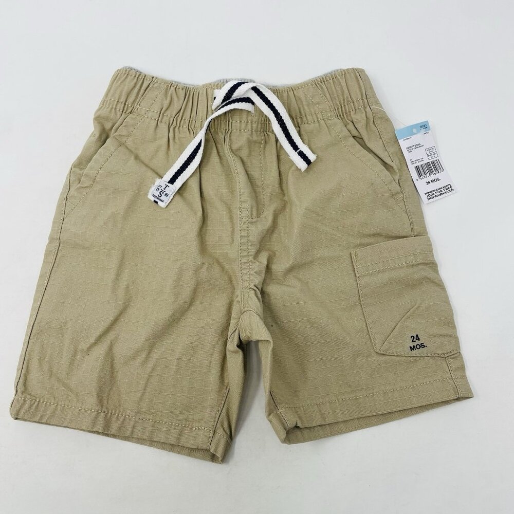Toughskins Baby Boys Size 24 Months Drawstring Pull On Cotton Cargo Shorts 1113